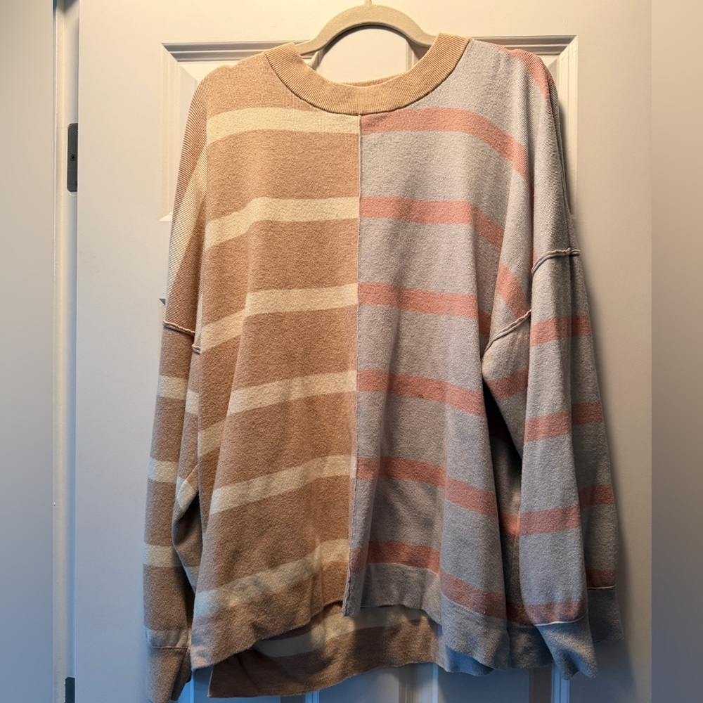 Striped Beige and Gray Sweater